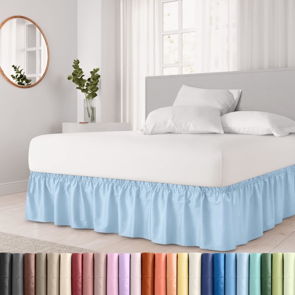 Ruffled Light Blue Full Bed Skirt – Hotel-Quality Ruffles for Ful