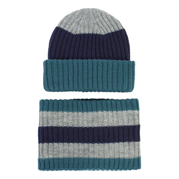 Halsduk Set, Stickad Mössa för Baby Boy, Flickor, Toddler Stickad Vinterhattar, Barn Varma Mössor, Snöskallar, Pojkar, Flickor, 2-8 År - Haqing Marinblå Ljusgrå