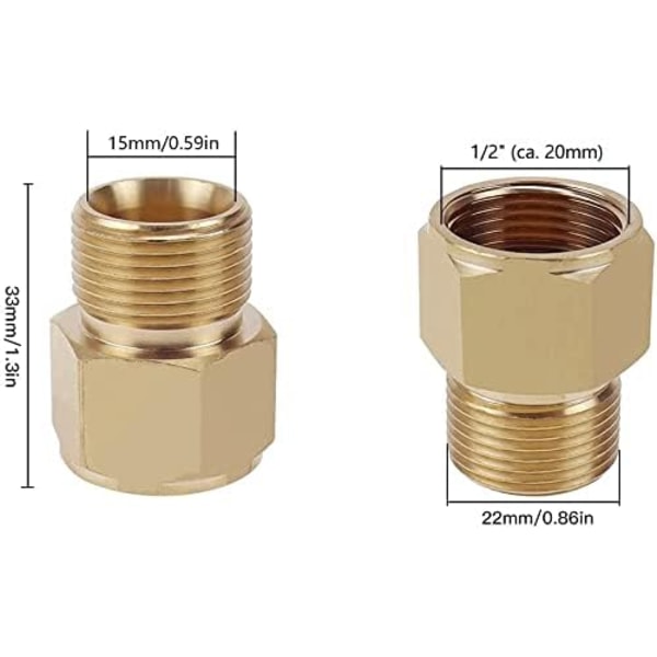 2PCS M22 Høytrykksvaskeradapter Innvendig Gjenge Slangekobling Apt