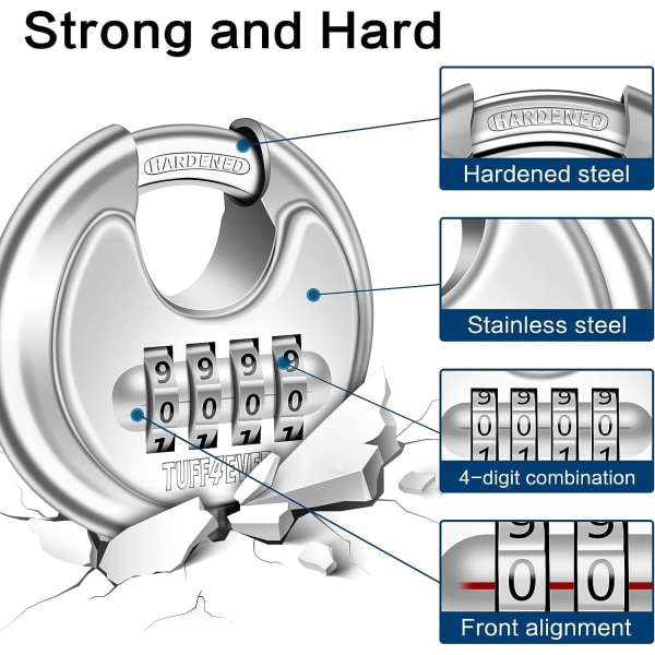 Kode hængelås, kombinations hængelås 4-cifret udendørs hængelås hærdet