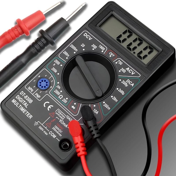 Digitalt multimeter med ohmmeter, amperemeter, voltmeter for AC/DC spenning, batteri