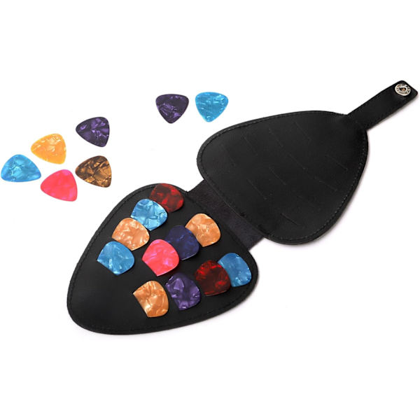Gitarrplektrumbox med 22 plektrum, PU-läder plektrum multipack