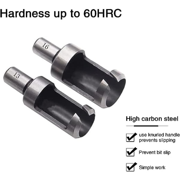 4 st kolstål träplugg hålfräs borr set 1/4\" 3/8\"