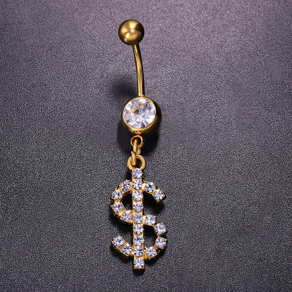 2 st Gemstone Kirurgiskt Stål med Massivt Titan Navelpiercing