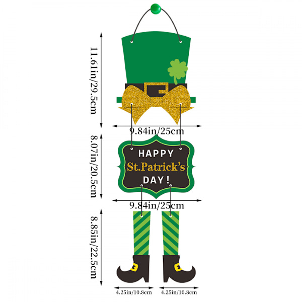 St. Patrick's Day Fest Dekoration Dörrskylt Hängande Kreativ Form