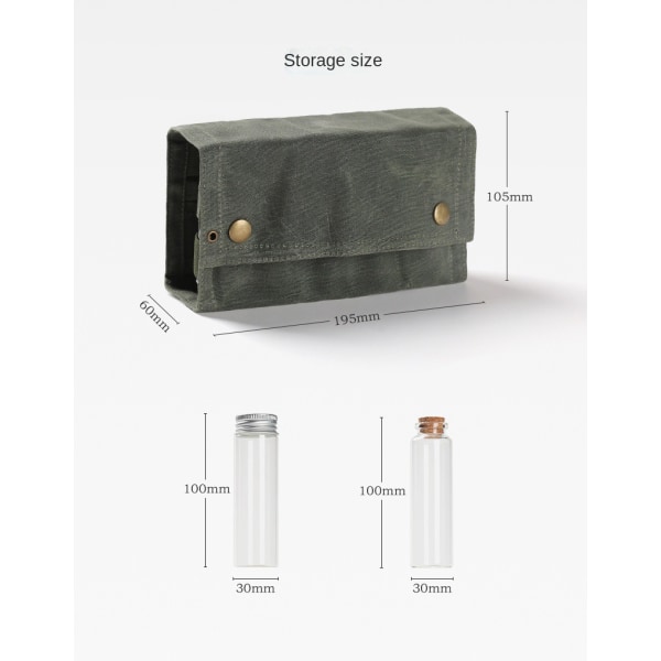 Bärbar kryddpåse, kryddförvaringsväska i canvas, kryddflaskhållare med minikryddflaska, kryddbehållare set för utomhuscamping BBQ picknick - Khaki