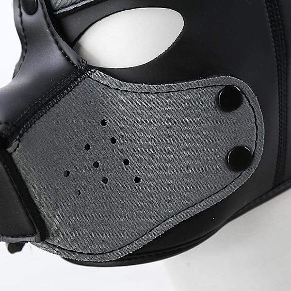 Hundmask, Mjuk Latex Husdjursspel Hundmask Valpmask Svart Läder Hundmask Med Öron Rollspel Helmask