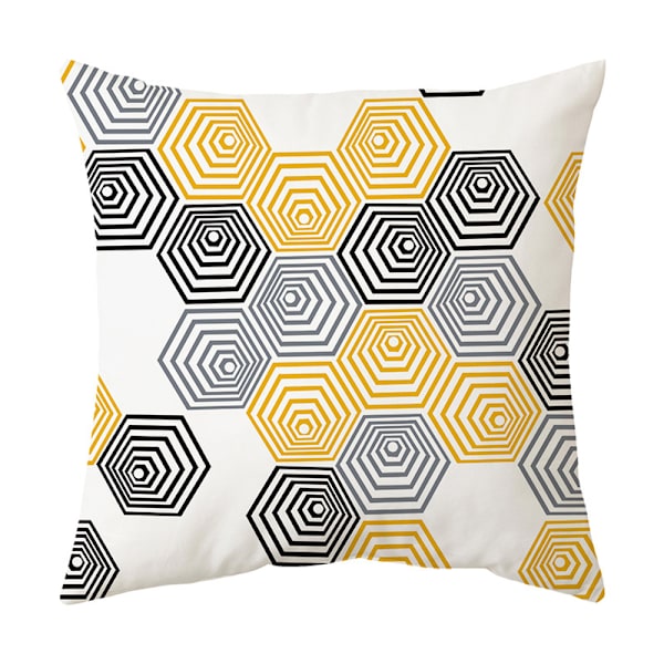 Kuddfodral Geometriskt tryck Gult 45x45cm 4st