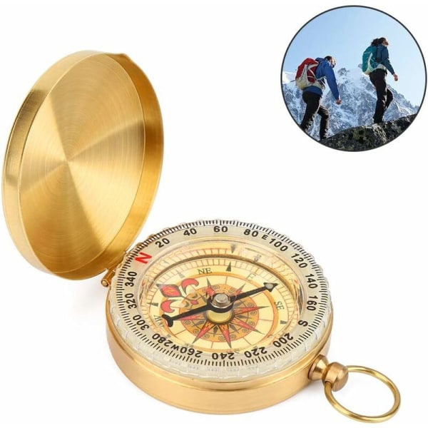 Kompass utomhus, portabel ficka Kompass Mässing Klassisk kompass Po