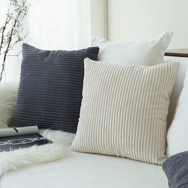 Set med 2 kordfløyel putetrekk 45x45cm Rektangulær fløyel utendørs pute Moderne stue Komfort Soverom Beige (Pute ikke inkludert)