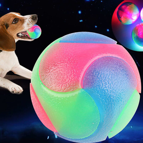 Hund LED-boll Hund leksak Interaktiv studsande ljusboll med elastisk