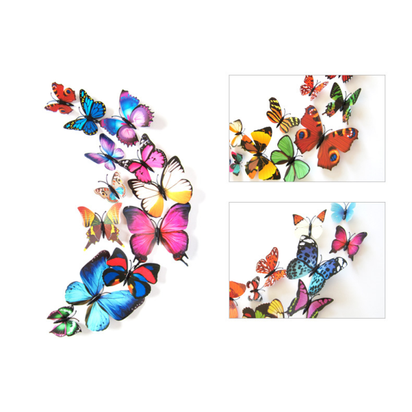 Återanvändbar väggdekal med 3D-fjärilar