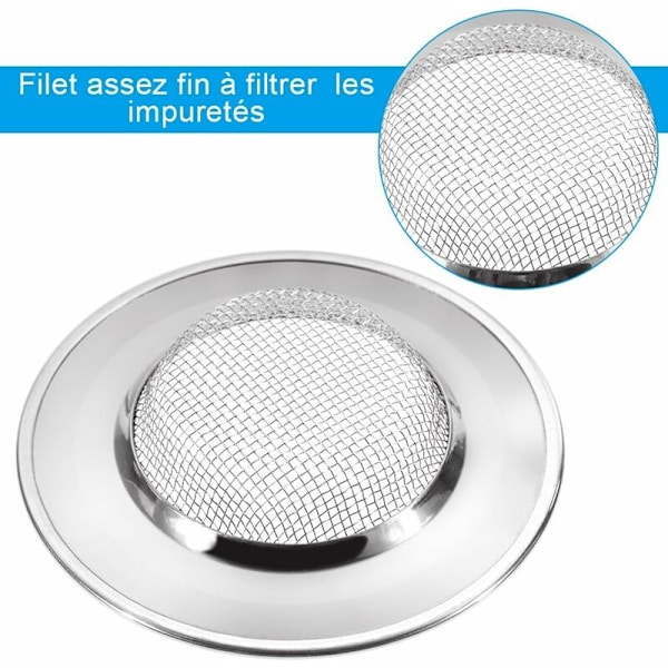 3 st diskhossil 7,7 cm rostfritt stål avloppssil, förhindra igensatt skräp för kök, badkar, badkar