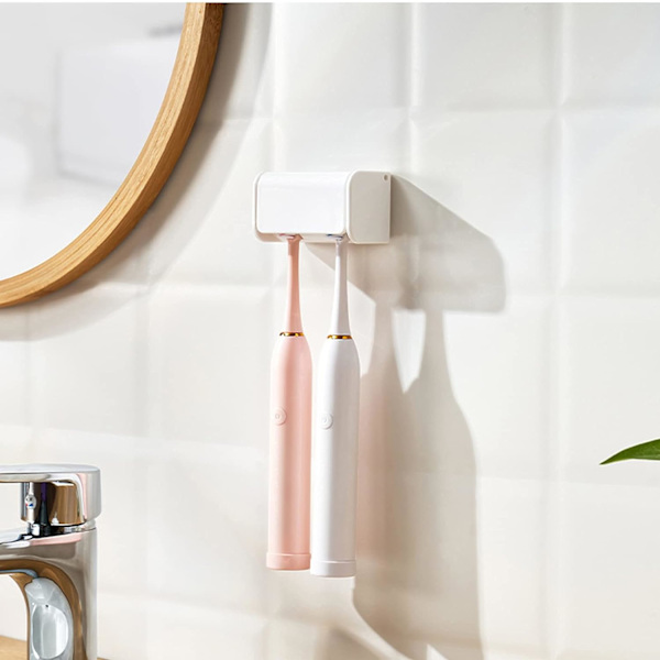 2-pack Självhäftande Tandborsthållare Väggmonterad med Lock,Ele