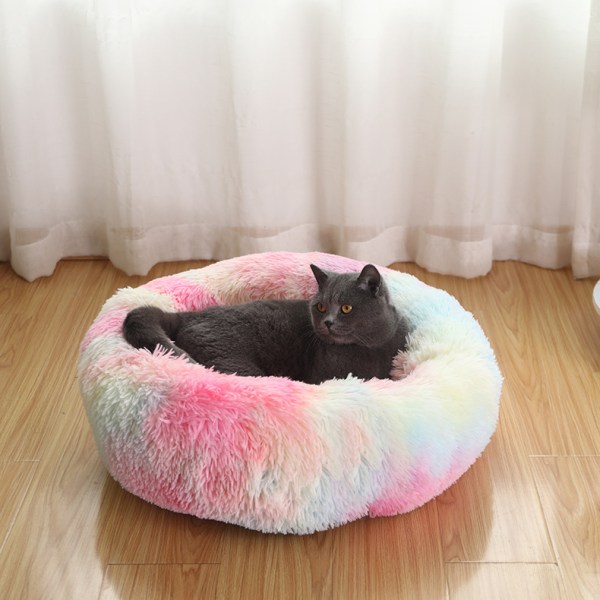 Indendørs kattehusseng, farverig sød blød seng til kat-50cm i diam