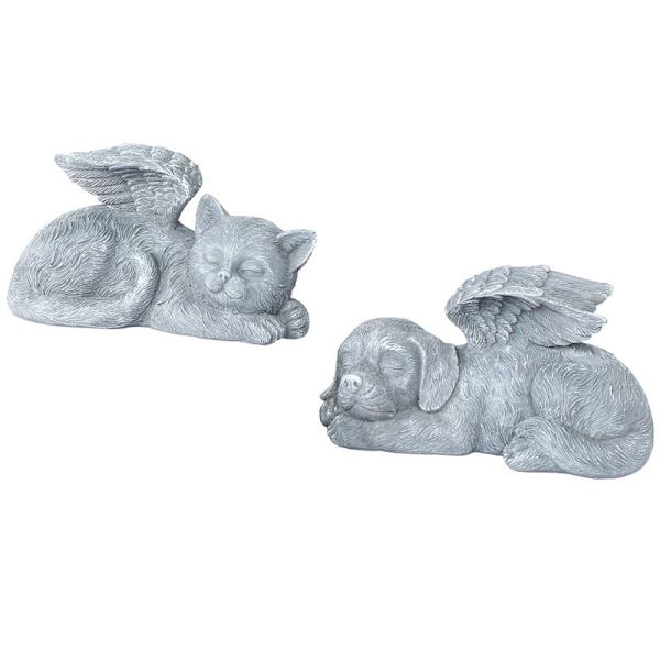 Hartsstaty av ängelhund i harts, 12x5x6 cm, trädgårdsdekoration