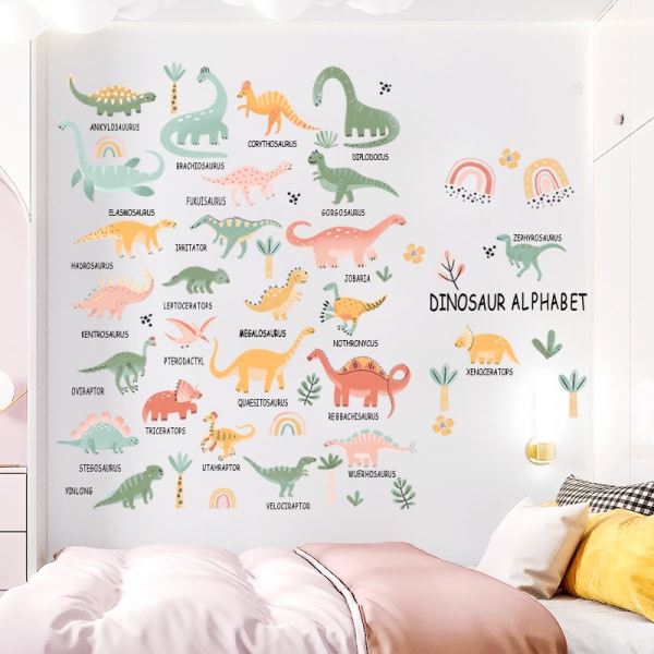 1st Dinosaur Alphabet Barn Väggdekor Söt Dinosaur Väggdekal