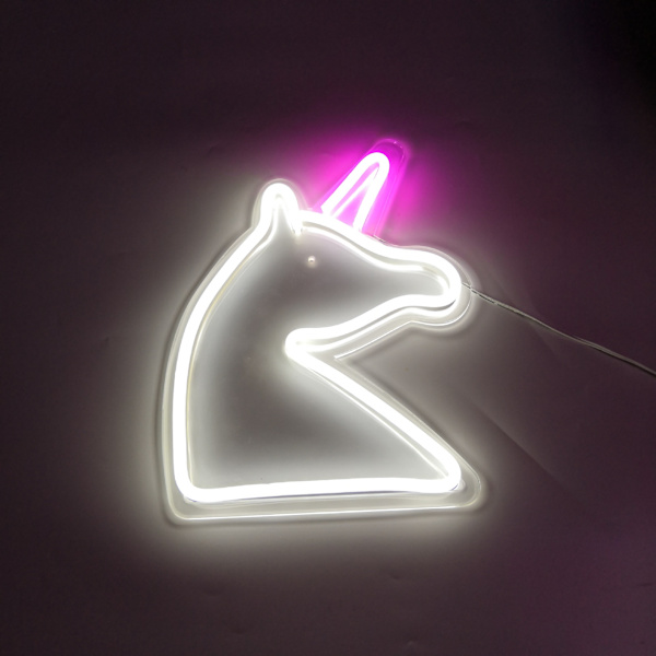 1pc LED Neonljusskylt Enhörning USB Nattljus Dekorativ skylt f