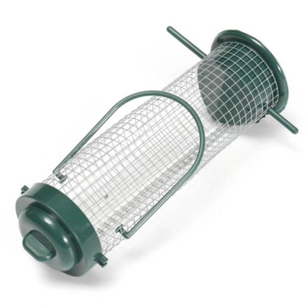 Fågelmatare med mesh med metalltak, grön, 4,4 lb frökapacitet