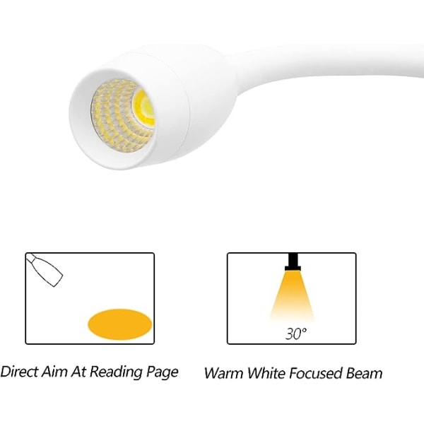 Vægmonteret læselampe LED-sengelampe Touch-kontakt Justerbar svanehals