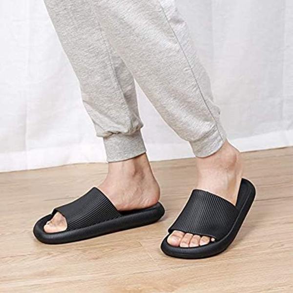 Duschtofflor för kvinnor och män, badtofflor, strandtofflor, trädgårdssandaler, tjocka sulor, halkfria, bekväma (svart, 36/37EU)