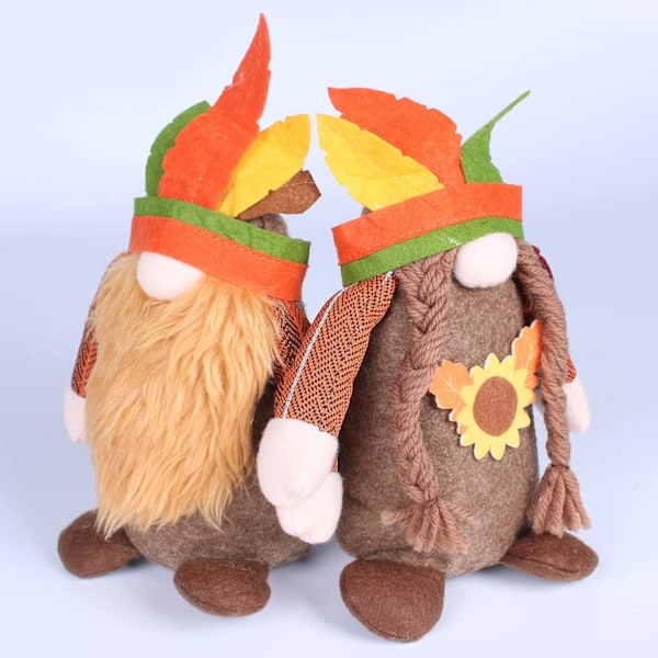 2 stk. Thanksgiving Gnome - 9,8'' Thanksgiving Gnomes Hjemmedekorationer, Swedi