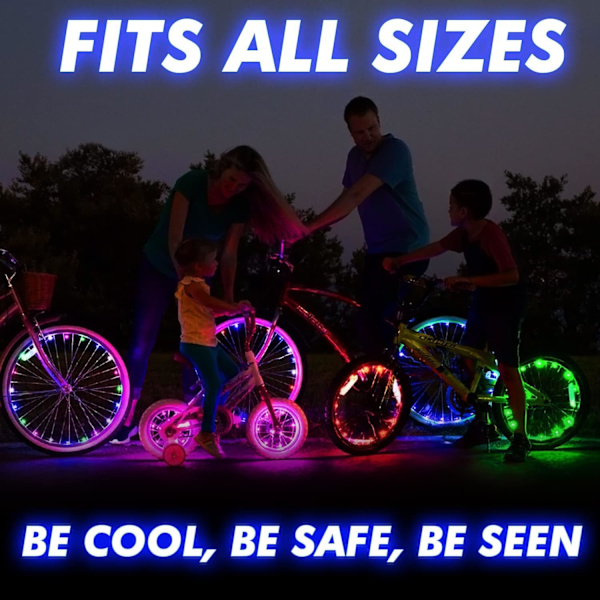 2 meter lång LED-cykelhjulsljus! Njut av 100 % ljusstyrka och synlighet