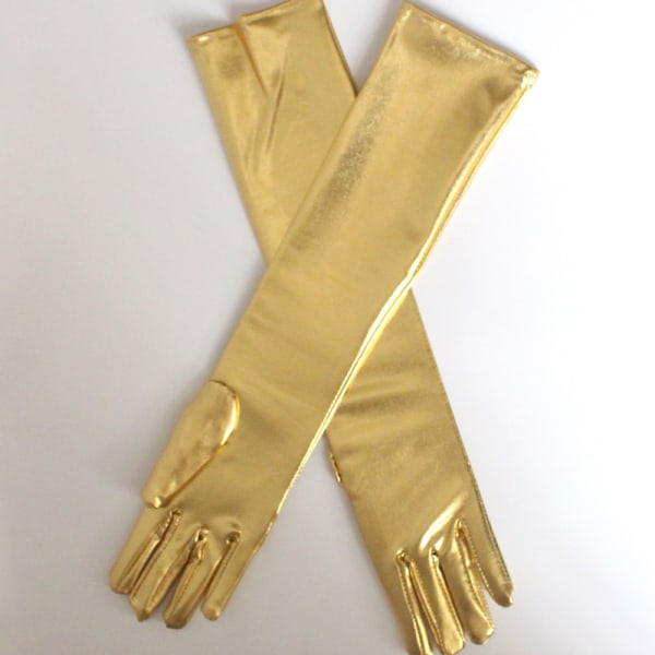 1 par sexiga lackhandskar i skinn, täta, förlängda handskar, blanka L