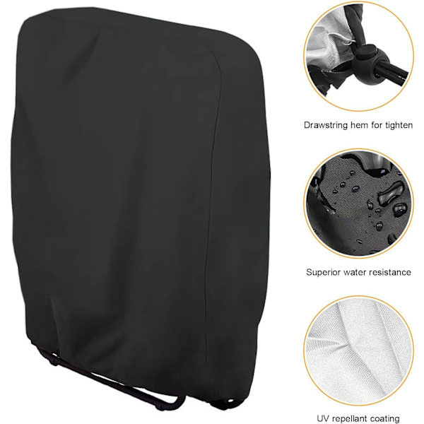 Fällbar solstolsöverdrag, solstol, vattentät, anti-UV, trädgårdsmöbler, väder- och skadeskydd 210D Oxford, 34*71*110cm, svart