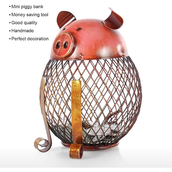 Gris og gull Piggy Bank Metallsculptur Sparebøsse Piggy Bank Gave