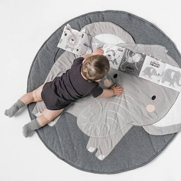Baby lekmatta för barn, rund barndjursmatta för flicka pojke, C