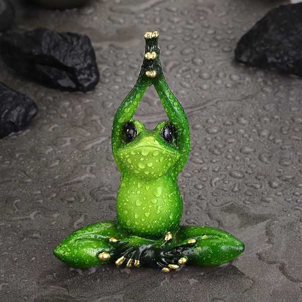 Håndlaget kreativ harpiks yoga frosk figur dekorasjon
