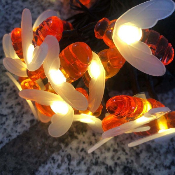 Utendørs Solar String Lights Bees 30LED Fairy Lights Vanntett Te