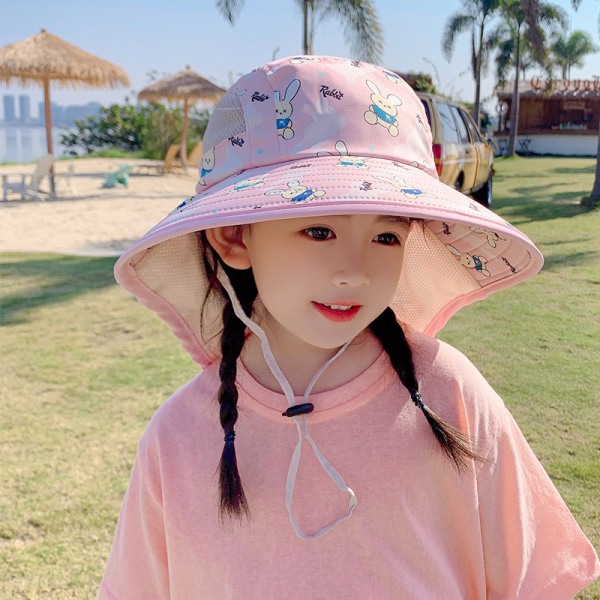 Baby Sun Hat Wide Brim Bucket Hat UV Adjustable Cotton Hat