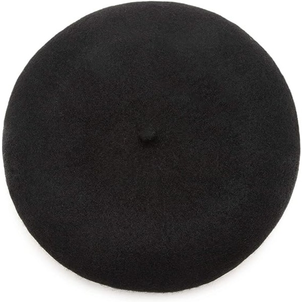 Women Wool French Beret Beanie Beanie Winter Hats Floppy Cap(Blac