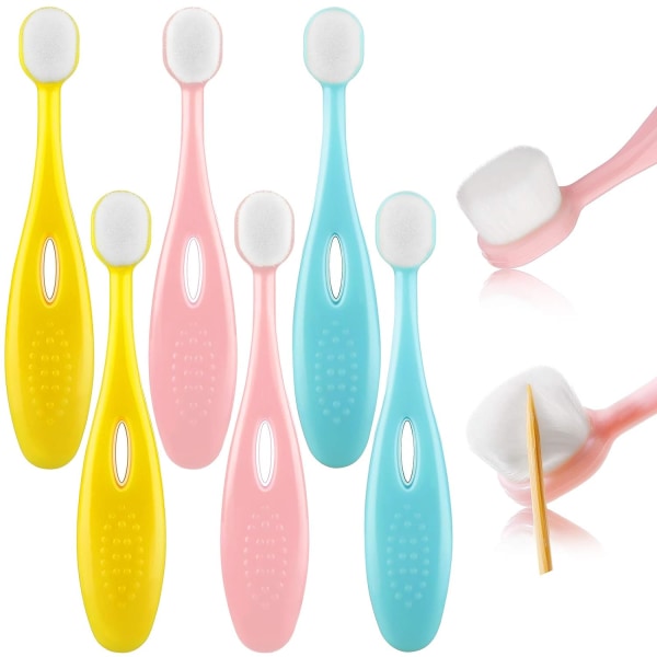 6-pack barn supermjuk nano tandborste för barn 20000 borst för Bo