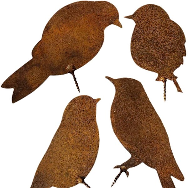 Rusted Birds Dekoration, Metallfugler Hagepynt Silhuett, Rusty Bird