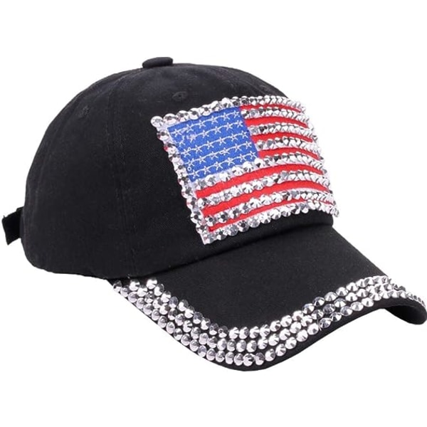 USA Bling Baseball Cap Sparkle American Flag Hat til mænd og kvinder