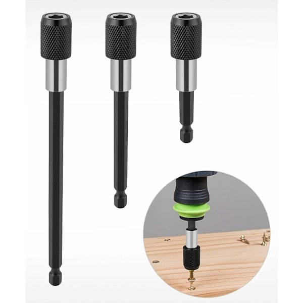 3 st magnetiska förlängningsstänger, elektrisk borrmaskinsbits, 1/4