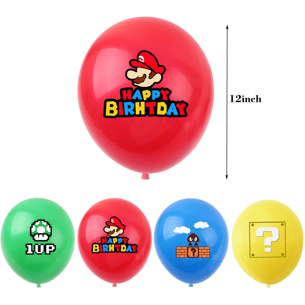 8 st Mario-tema latexballonger Super Mario-ballonger tecknad