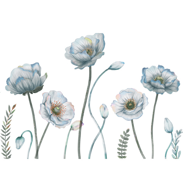 Blå vackra blommor väggdekal Väggdekal Väggdekoration för