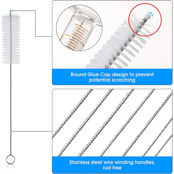 10 stk drikkehalm rengjøringsbørste halmrenser halmbørste