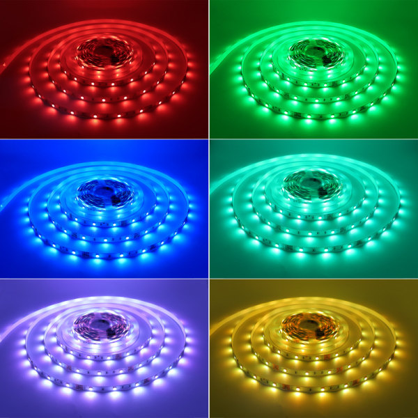 5m Bluetooth, Led sovrumsljus Multicolor RGB Led-remsa ljus med