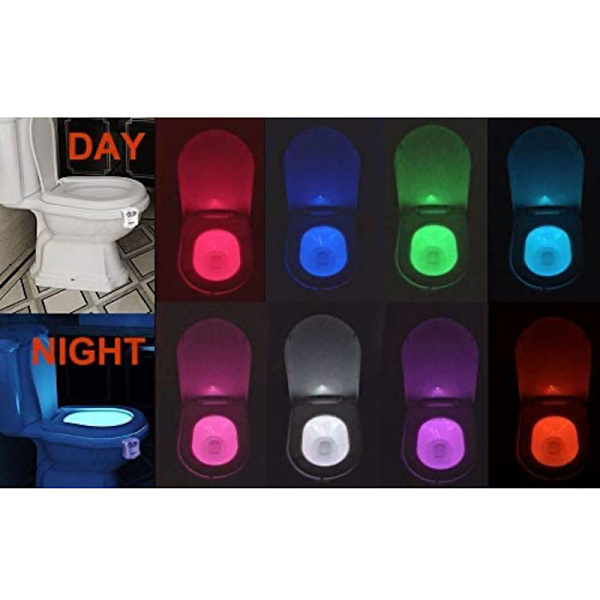 LED-toalettlampa / Rörelsesensorlampa för toalett och badrum / Nattlampa med 8 olika färger