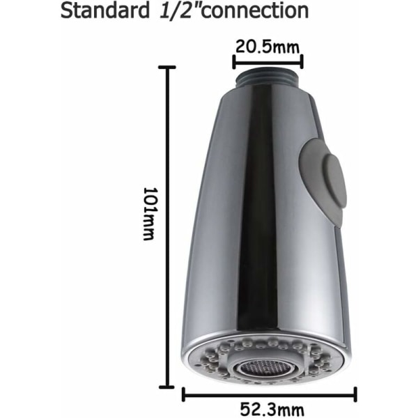 To-funktioners køkkenhaneudskiftningstræk til køkkenvasksprayhoved krom 1/2\" interface，børstet