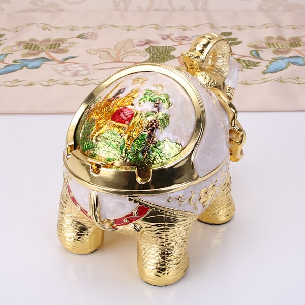 Kreativ retro askkopp elefantform metallstaty retro dekor för