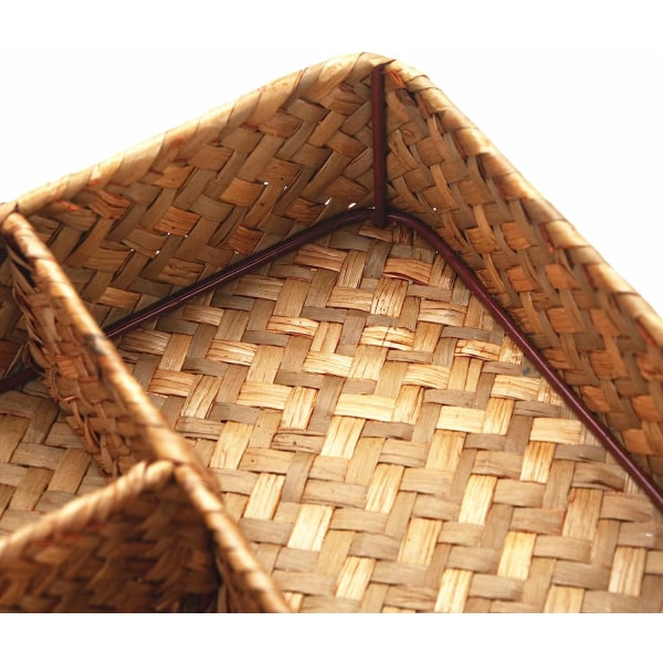 Rattan te-påshållare, kaffe/sockerpåseorganisatör, vävd delad