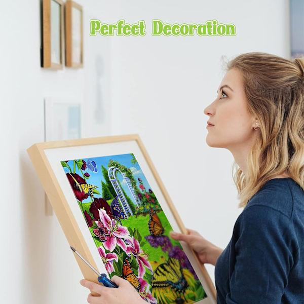 Full 5D Diamond Painting Set, DIY Butterfly Diamond Art Set, Trädgård