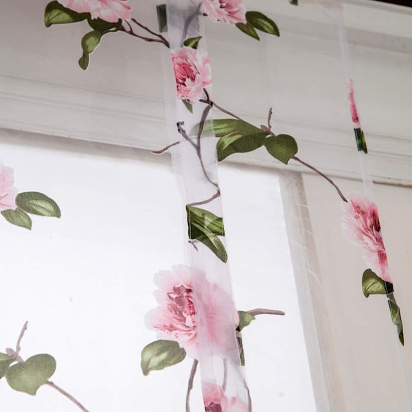0,8 x 1 m Rosa blommig romersk gardin spetsgardiner genomskinliga gardiner F