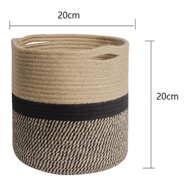 Vävda bomullsrepväxtkorg för små växter, blomkrukor, hantverk, leksaker 20×20cm